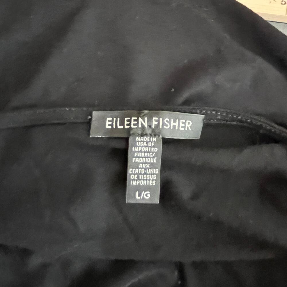Eileen‎ Fisher Tunic Top Womens Size Large Black Long Sleeves Asymmetric Hem - Picture 6 of 9